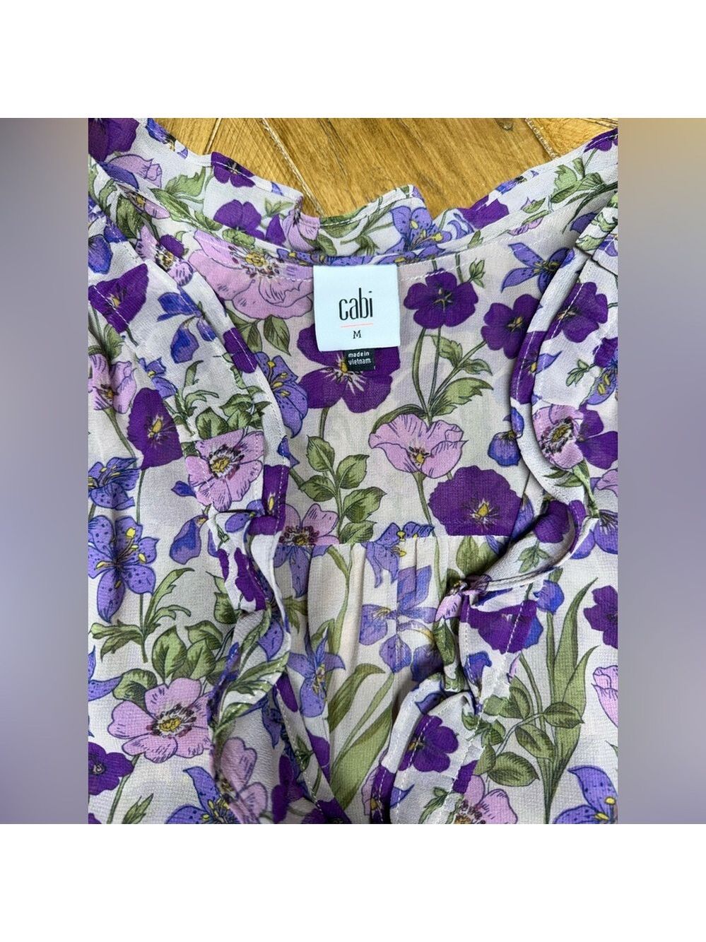 CAbi Purple Floral Sleeveless Trifle Top - Picture 3 of 9